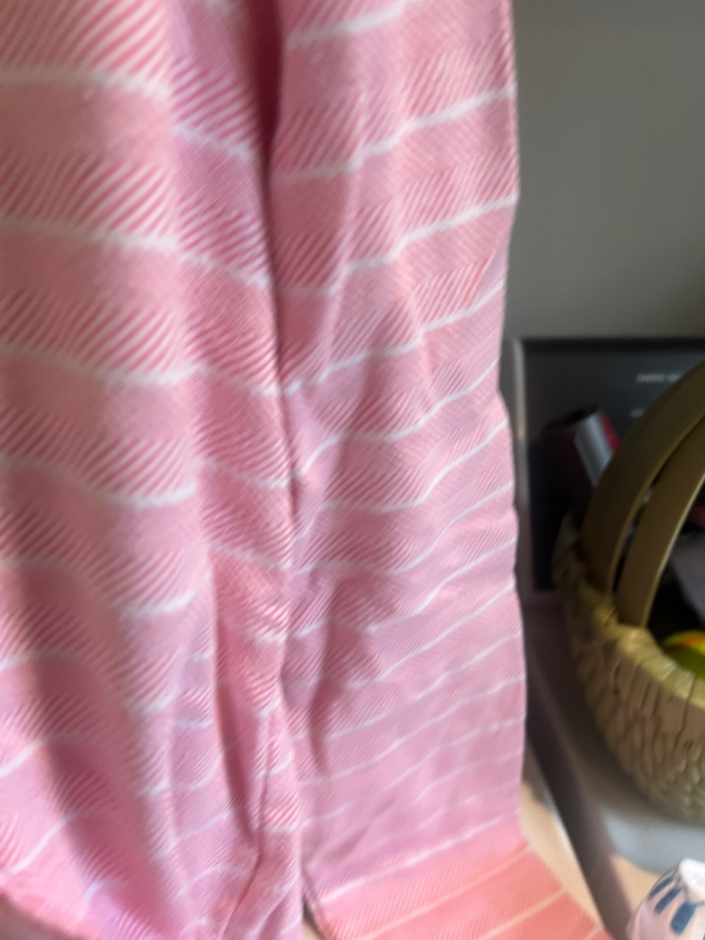 Southern Tide Hooded Pink Striped V-Neck Hoodie Sweatshirt - Picture 4 of 5